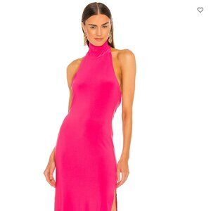 Norma Kamali Halter Turtle Gown (Hot Pink)